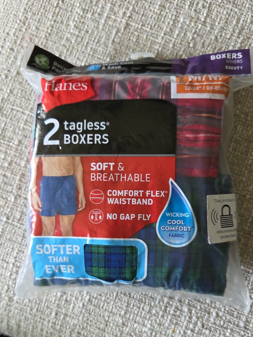 Hanes Tagless Boxers Set Of 2 Size M